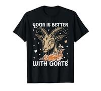 El Yoga es Mejor con Cabras Floral Farm Animal Yogi Humor Camiseta gráfica económica, Hombre, Negro, XL