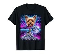 El Yorkshire Terrier Howling to The Moon Meme, synthwave de los 90 Camiseta