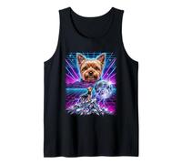 El Yorkshire Terrier Howling to The Moon Meme, synthwave de los 90 Camiseta sin Mangas