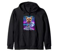 El Yorkshire Terrier Howling to The Moon Meme, synthwave de los 90 Sudadera con Capucha
