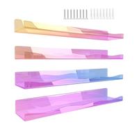 Eladcncmc 4 estantes de pared acrílicos arcoíris para guardería, estante de pared acrílico multiusos de color brillante para organización del hogar