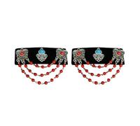 Eladcncmc Adorno para el pelo hecho a mano con borlas de pelusa de estilo mongol con diseños vintage de diamantes de imitación para mujeres que buscan un encanto único