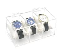 Eladcncmc Estante de exhibición de relojes, contenedor de almacenamiento de acrílico transparente con almohadas de reloj extraíbles, elegante caja de presentación de relojes