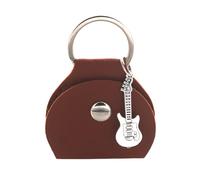 Eladcncmc Funda para púas de guitarra con llavero y colgante pequeño, bolsa de piel sintética para guitarristas y amantes de la música