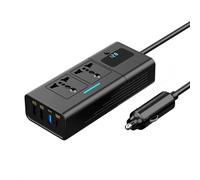 Eladcncmc Inversor de corriente para coche de 200 W CC 12 V a 220 V, adaptador de enchufe para coche, convertidor con 4 puertos USB para coche y portátil