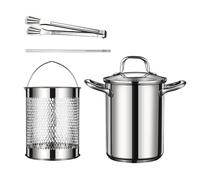Eladcncmc Juego de ollas multifuncionales, prácticas ollas de cocina prácticas para freidoras con tapa, coladores, pinzas para tapa