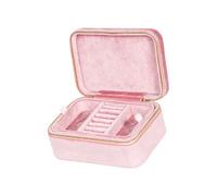 Eladcncmc Organizador de joyas de terciopelo de felpa, estuche de almacenamiento de doble capa, pequeño accesorio de viaje, regalo para mujeres y niñas amantes de la moda