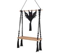 Eladcncmc Tapiz hecho a mano con forma de murciélago para colgar en la pared, delicado tapiz de murciélago tejido a mano, estante de pared, elegante soporte para accesorios