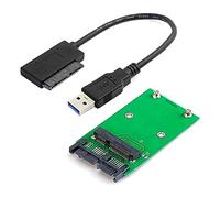 Eladcncmc Tarjeta Adaptador SSD USB 2.0 a MSATA de 6 Gbit/s - Complemento a la conexión SATA de 16 pines para unidades de disco duro de 1 8 pulgadas