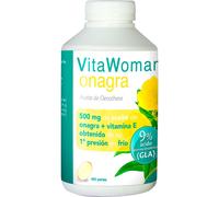 Aceite de Onagra 10% GLA - 450 Perlas [5 Meses] Con Vitamina E - Salud Hormonal Mujer y Bienestar en la Menstruación | Eladiet VitaWoman