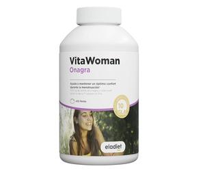 Eladiet VitaWoman Aceite de Onagra 10% GLA - 450 Perlas [5 Meses] con Vitamina E - Salud Hormonal Mujer y Bienestar en la Menstruación