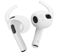 elago 4 Pares Funda EarHooks Ganchos de Oreja Compatible con Airpods 3 [Añadido Bolsa de Almacenamiento] Almohadillas Ergonómicas Antideslizantes, 2 Pares de Pequeño Y 2 Pares de Grande (Blanco)