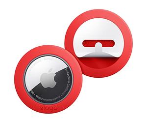elago Almohadilla de Silicona Compatible con Apple AirTag (2.ª/1.ª generación) - Estuche Adhesivo con Pegatinas Reutilizables (Paquete de 2), Dispositivo de Rastreo No Incluido (Red)