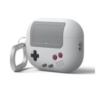 elago AW5 Compatible con AirPods Pro 3, con Mosquetón, Protección Anticaídas, Antipolvo, Frontal con LED Visible, Diseño Retro de Consola Portátil Clásica, Carga Inalámbrica (Gris Claro)