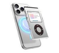 elago Cartera Magnética Transparente (2 Tarjetas), Compatible con MagSafe para iPhone 17/16/15/14/13/12 - Tarjetero de Policarbonato de 4 Capas, Estilo iPod Clásico [Plata]