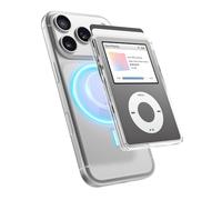 elago Cartera Magnética Transparente (2 Tarjetas), Compatible con MagSafe para iPhone 17/16/15/14/13/12 - Tarjetero de Policarbonato de 4 Capas, Estilo iPod Clásico [Gris Oscuro]