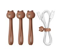elago | Cintas Magnéticas LINE Friends, Organizador de Cables de Silicona Premium, Sujetacables Magnético Reutilizable [Merchandising Oficial] (Brown)