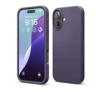 elago Compatible con Funda para iPhone 16, Funda de Silicona Líquida Premium, Funda Protectora de Cuerpo Completo, A Prueba de Golpes, Forro de Microfibra Suave Antirrayas (Morado Oscuro)