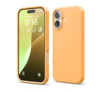 elago Compatible con Funda para iPhone 16, Funda de Silicona Líquida Premium, Funda Protectora de Cuerpo Completo, A Prueba de Golpes, Forro de Microfibra Suave Antirrayas (Naranja)