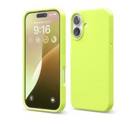 elago Compatible con Funda para iPhone 16, Funda de Silicona Líquida Premium, Funda Protectora de Cuerpo Completo, A Prueba de Golpes, Forro de Microfibra Suave Antirrayas (Amarillo Neón)