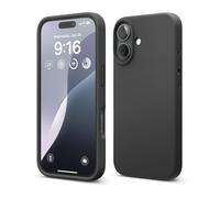 elago Compatible con Funda para iPhone 16, Funda de Silicona Líquida Premium, Funda Protectora de Cuerpo Completo, A Prueba de Golpes, Forro de Microfibra Suave Antirrayas (Negro)