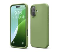 elago Compatible con Funda para iPhone 16, Funda de Silicona Líquida Premium, Funda Protectora de Cuerpo Completo, A Prueba de Golpes, Forro de Microfibra Suave Antirrayas (Verde Cedro)