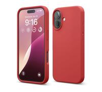 elago Compatible con Funda para iPhone 16, Funda de Silicona Líquida Premium, Funda Protectora de Cuerpo Completo, A Prueba de Golpes, Forro de Microfibra Suave Antirrayas (Rojo)