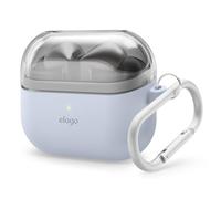 elago Compatible con Samsung Galaxy Buds 3 Funda & Galaxy Buds 3 Pro Funda, Funda Duo con Mosquetón, Cubierta de TPU + Silicona Premium, Carga Inalámbrica (Transparente + Azul Claro)