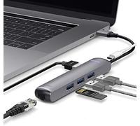 elago Ethernet 6 en 1: HDMI Multi HUB USB-C, Puerto Ethernet, HDMI 4K, Puerto de Carga PD, Puertos USB 3.0, Compatible con Apple MacBook Pro 2018/2017/2016, Samsung Galaxy y Otros Dispositivos USB