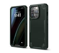elago Funda Armor Compatible con iPhone 14 Pro Case (6,1"), Protección contra Caídas de Grado Militar de EEUU, Carcasa Protectora de Resistencia, Fibra de Carbono, Capa Antichoque (Verde Oscuro)