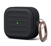 elago Funda Armor con Mosquetón Compatible con AirPods 3 | Carga Inalámbrica, Antigolpes, Protección Completa (Negro)