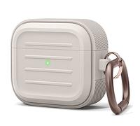elago Funda Armor con Mosquetón Compatible con AirPods 3 | Carga Inalámbrica, Antigolpes, Protección Completa (Piedra)
