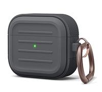 elago Funda Armor con Mosquetón Compatible con AirPods 3 | Carga Inalámbrica, Antigolpes, Protección Completa (Grís Oscuro)