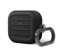 elago Funda Armor con Mosquetón para AirPods 5 y AirPods 4 | Carga Inalámbrica, Antigolpes y Protección Completa (Negro)