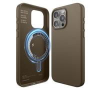 elago Funda Cuero Magnético Compatible con iPhone 15 Pro MAX, Compatible con MagSafe, Cuero PU Vegano Premium, Imanes Fuertes Incorporados, Protección Cuerpo Completo [Estructura 5 Capas] (Taupe)