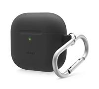 elago Funda de Silicona Compatible con la Funda de AirPods 4 - Mosquetón Inclusido, Soporta Carga Inalámbrica, Resistencia a Golpes, Protección Completa (Negro)