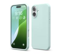 elago Funda de Silicona Líquida Premium para iPhone 16 | Carcasa Protectora Integral, Antigolpes, Forro de Microfibra Suave Antirrayas (Menta)