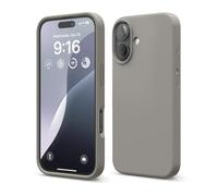 elago Funda de Silicona Líquida Premium para iPhone 16 | Carcasa Protectora Integral, Antigolpes, Forro de Microfibra Suave Antirrayas (Gris Medio)