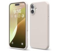 elago Funda de Silicona Líquida Premium para iPhone 16 Plus | Carcasa Protectora Integral, Antigolpes, Forro de Microfibra Suave Antirrayas (Piedra)