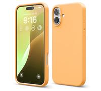elago Funda de Silicona Líquida Premium para iPhone 16 Plus | Carcasa Protectora Integral, Antigolpes, Forro de Microfibra Suave Antirrayas (Naranja)