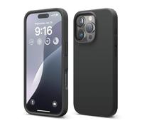 elago Funda de Silicona Líquida Premium para iPhone 16 Pro | Carcasa Protectora Integral, Antigolpes, Forro de Microfibra Suave Antirrayas (Negro)