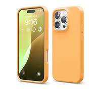 elago Funda de Silicona Líquida Premium para iPhone 16 Pro | Carcasa Protectora Integral, Antigolpes, Forro de Microfibra Suave Antirrayas (Naranja)