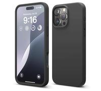 elago Funda de Silicona Líquida Premium para iPhone 16 Pro MAX | Carcasa Protectora Integral, Antigolpes, Forro de Microfibra Suave Antirrayas (Negro)