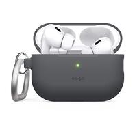 elago Funda de Silicona para Apple AirPods Pro 2.ª Generación/USB-C | Carcasa Protectora con Llavero, LED Frontal Visible, Carga Inalámbrica (Gris Oscuro)