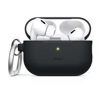 elago Funda de Silicona para Apple AirPods Pro 2.ª Generación/USB-C | Carcasa Protectora con Llavero, LED Frontal Visible, Carga Inalámbrica (Negro)