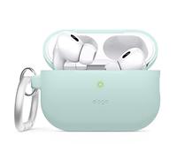 elago Funda de Silicona para Apple AirPods Pro de 2.ª Generación/USB-C | Carcasa Protectora con Llavero, LED Frontal Visible, Carga Inalámbrica (Menta)