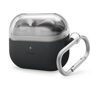 elago Funda Duo Compatible con Samsung Galaxy Buds 3 & Buds 3 Pro & Buds FE 3, con Mosquetón, Cubierta de TPU + Silicona Premium, Carga Inalámbrica (Transparente + Negro)