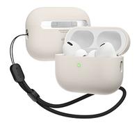 elago Funda Líquida Híbrida Compatible con Apple AirPods Pro 2ª Generación - Correa Redonda Incluida, Funda Protectora, LED Frontal Visible, Soporta Carga Inalámbrica (Piedra)