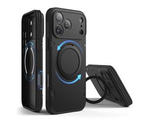 elago Funda Magnética Armor para iPhone 18 Pro Max/17 Pro MAX [6,9"] | Compatible con MagSafe, Soporte de Anillo Giratorio 360°, Estructura Robusta Antigolpes, Diseño Duradero (Negro)