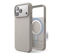 elago Funda Magnética de Piel Vegana para iPhone 17 Pro MAX (6,9") - Compatible con MagSafe, Prémium, Duradera, Antigolpes, Resistente al Agua (Gris Claro)